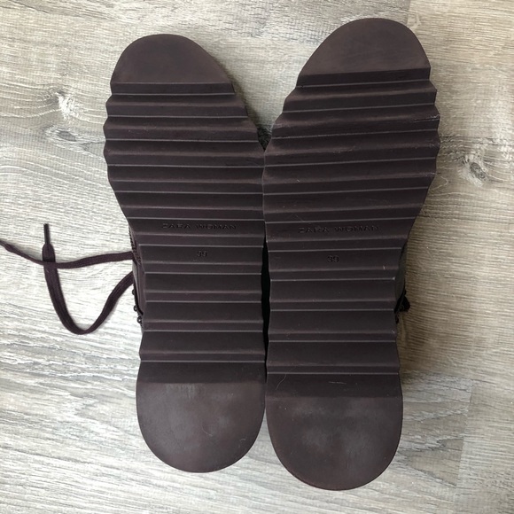 Zara Woman Plum Patent Leather Oxford Platform - Picture 8 of 8